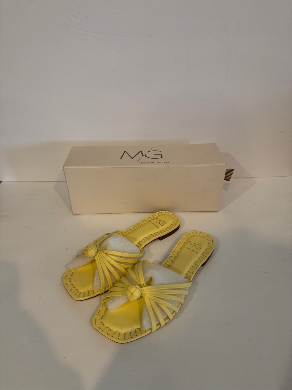 Antonio Melani Butter Yellow Multi Strap Sandals